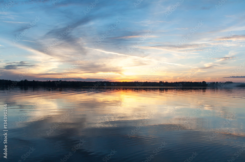 Volga river sunset