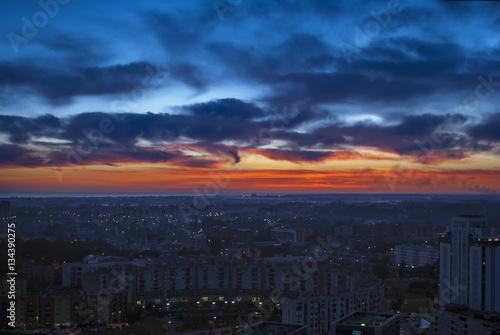 Urban city sunset