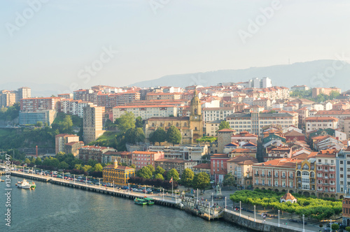views to portugalete fisherman city from biscay bridge, spain