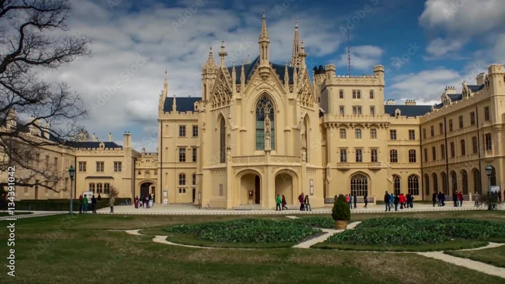 Lednice chateau in spring hyperlapse, Lednice, Czech Republic Lednice chateau in spring hyperlapse, Lednice, Czech Republic