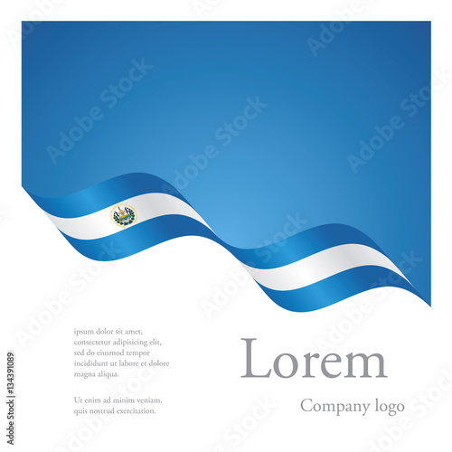 New brochure abstract design modular pattern of wavy flag ribbon of El Salvador