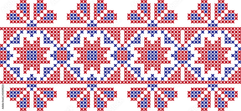 Embroidered cross-national pattern Embroidered cross-national pattern