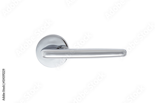 Metal door handle isolated on white background