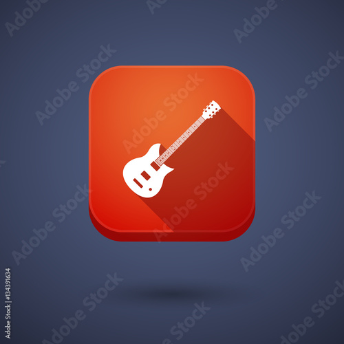 Long shadow button with  an electric guitar