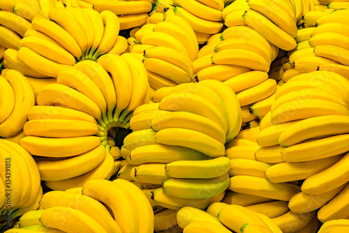 Fresh banana yellow background.