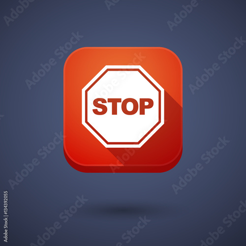 Long shadow button with  a stop signal