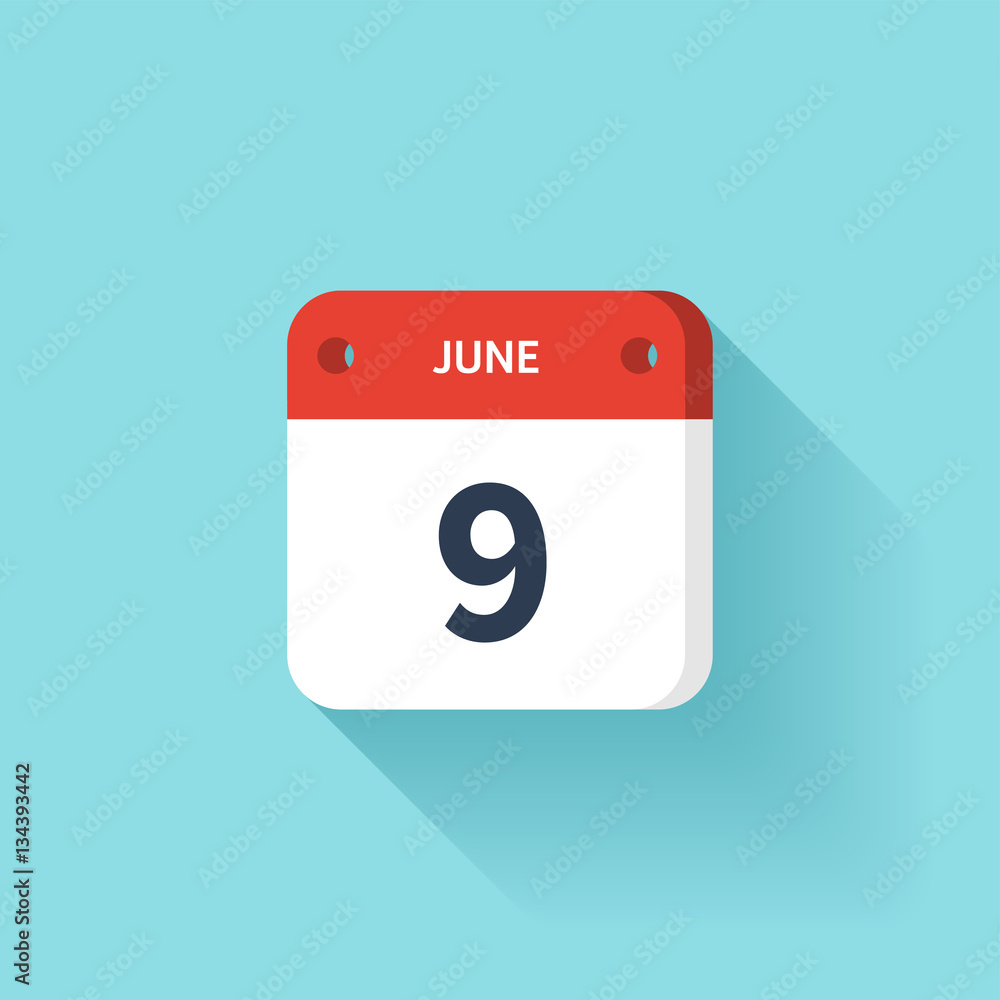 June 9. Isometric Calendar Icon With Shadow.Vector Illustration,Flat Style.Month and Date.Sunday,Monday,Tuesday,Wednesday,Thursday,Friday,Saturday.Week,Weekend,Red Letter Day. Holidays 2017. June 9. Isometric Calendar Icon With Shadow.Vector Illustration,Flat Style.Month and Date.Sunday,Monday,Tuesday,Wednesday,Thursday,Friday,Saturday.Week,Weekend,Red Letter Day. Holidays 2017.