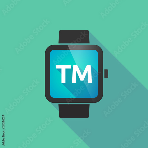 Long shadow smart watch with    the text TM
