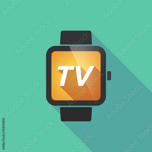 Long shadow smart watch with    the text TV