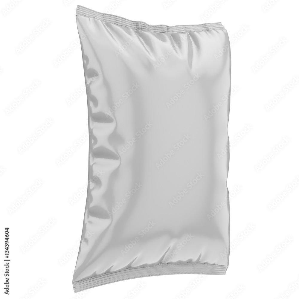 Bag snack packaging isolated on white mockup. 3d rendering