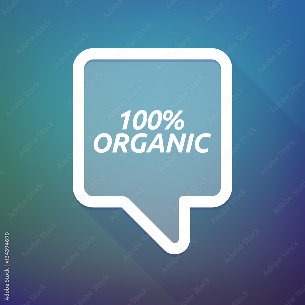 Long shadow tooltip with the text 100% ORGANIC Long shadow tooltip with the text 100% ORGANIC