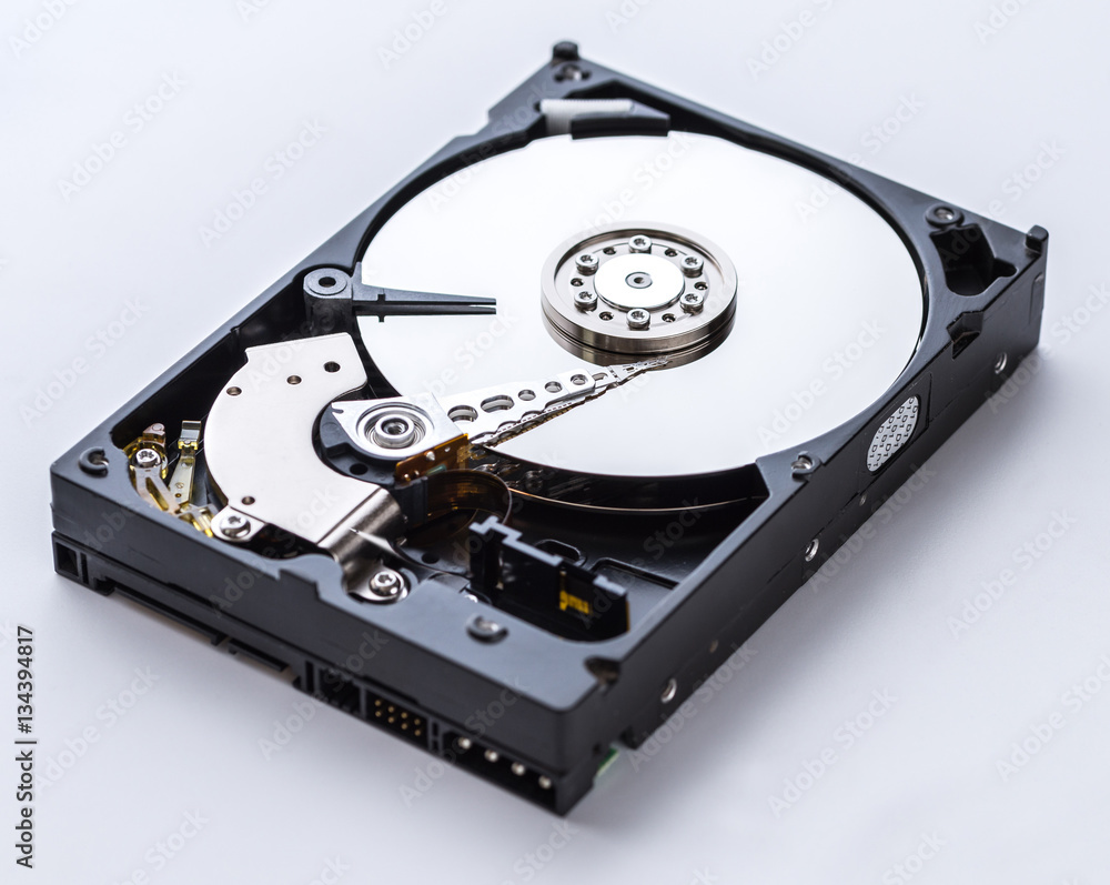 Detailed view of the inside of a hard disk drive Detailed view of the inside of a hard disk drive
