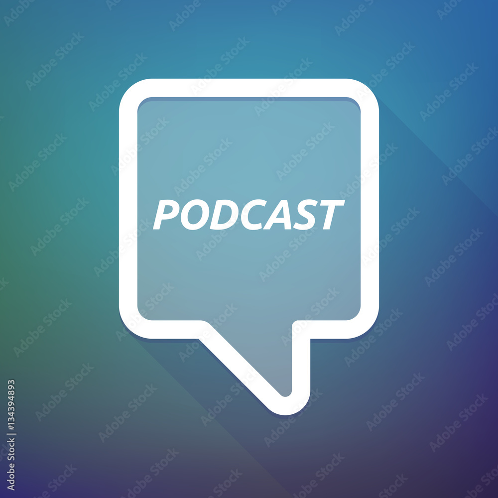 Long shadow tooltip with the text PODCAST Long shadow tooltip with the text PODCAST