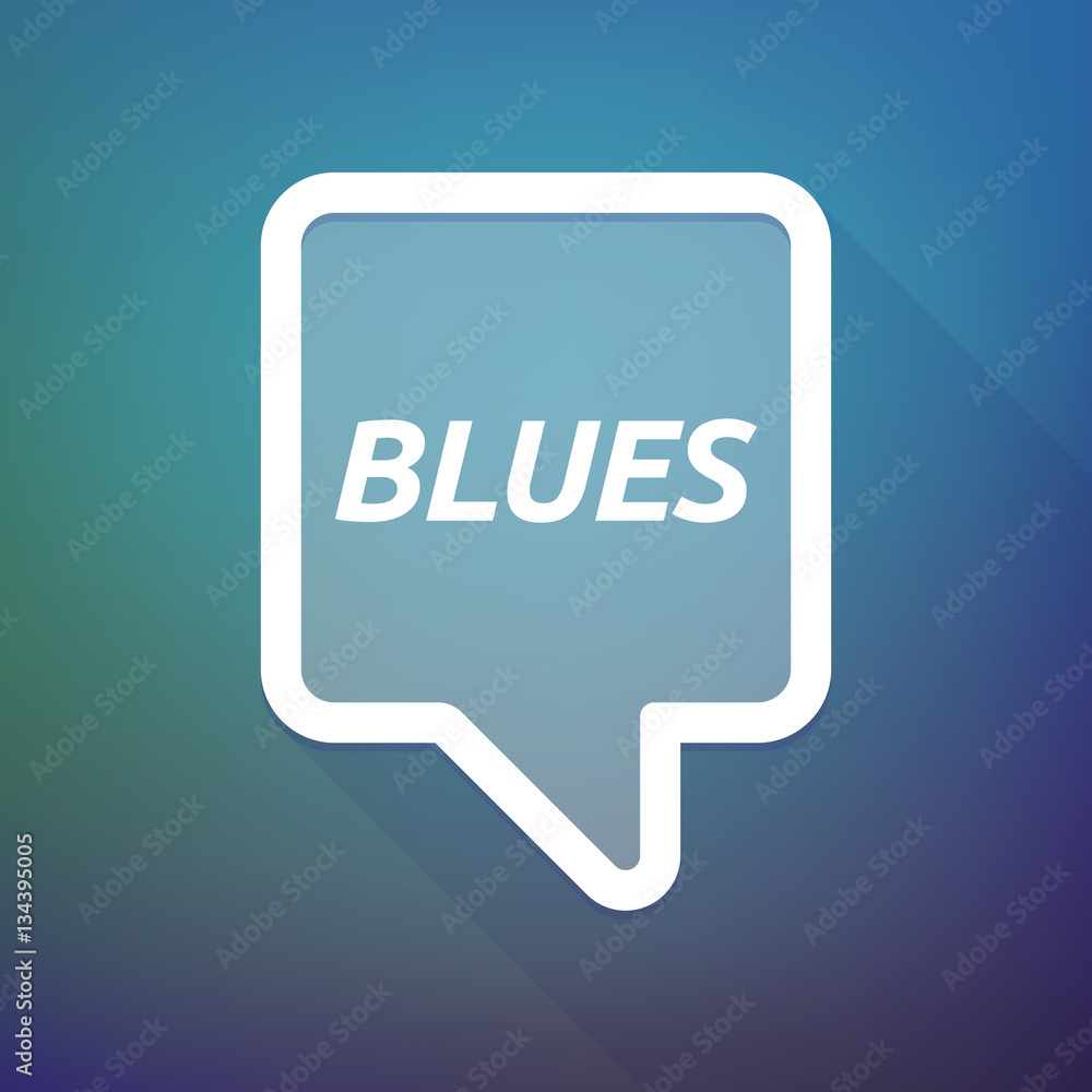 Long shadow tooltip with the text BLUES Long shadow tooltip with the text BLUES