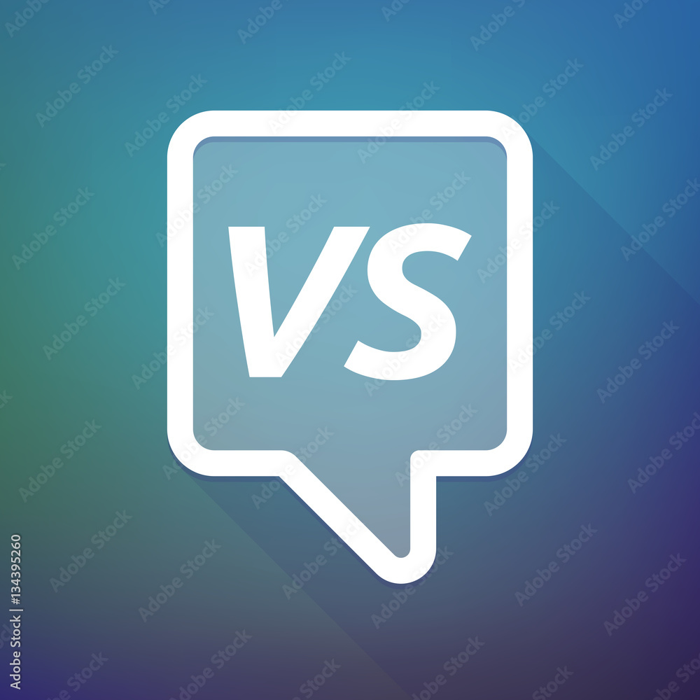 Long shadow tooltip with the text VS Long shadow tooltip with the text VS