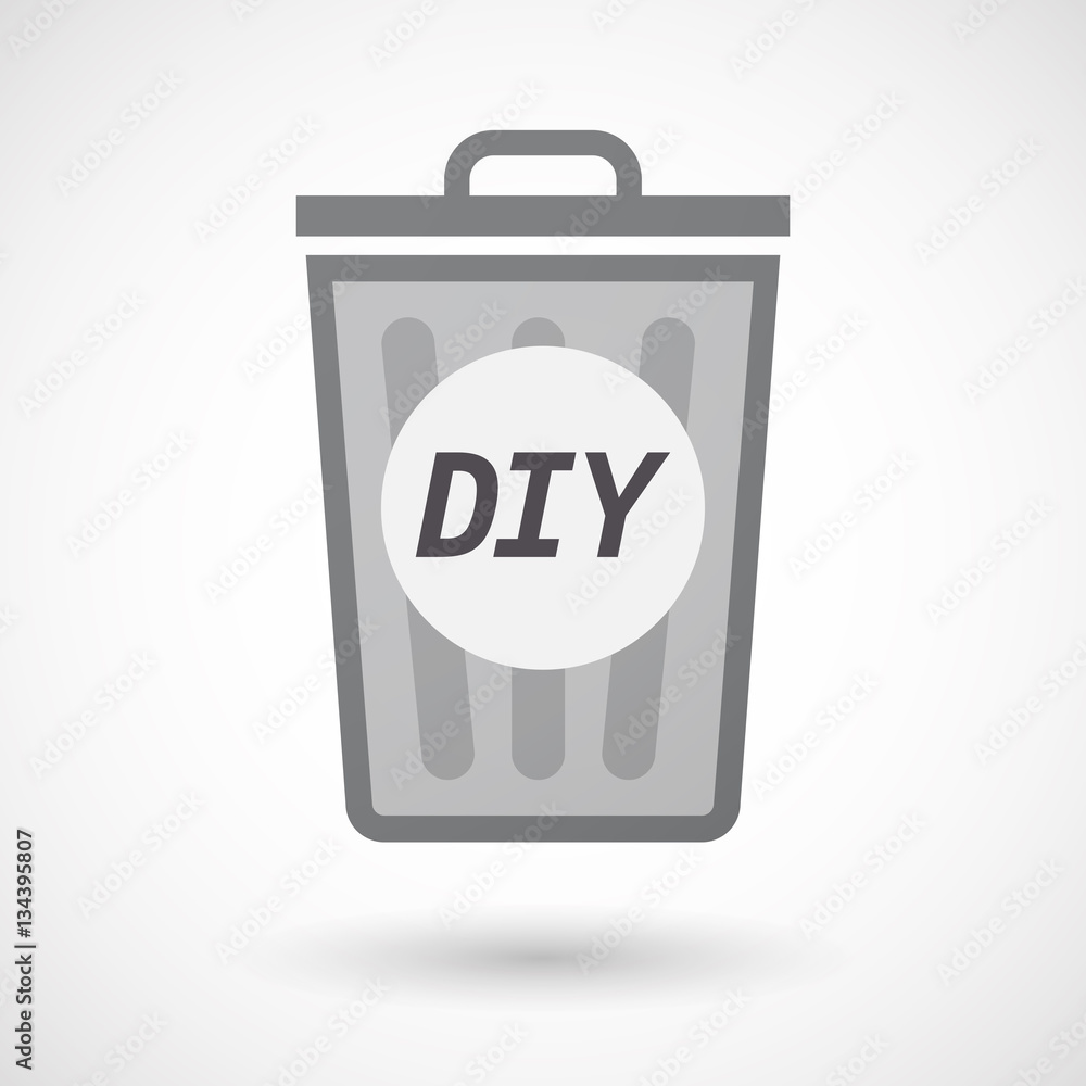 Isolated trashcan with    the text DIY