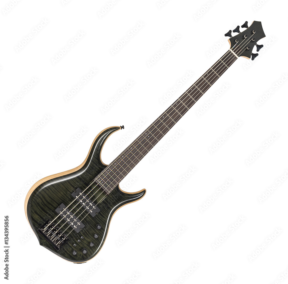 Electric Bass Guitar Isolated on White Background