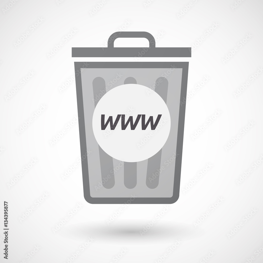 Isolated trashcan with the text WWW Isolated trashcan with the text WWW