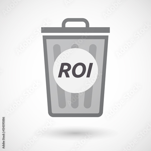 Isolated trashcan with    the return of investment acronym ROI