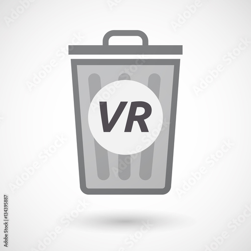 Isolated trashcan with    the virtual reality acronym VR