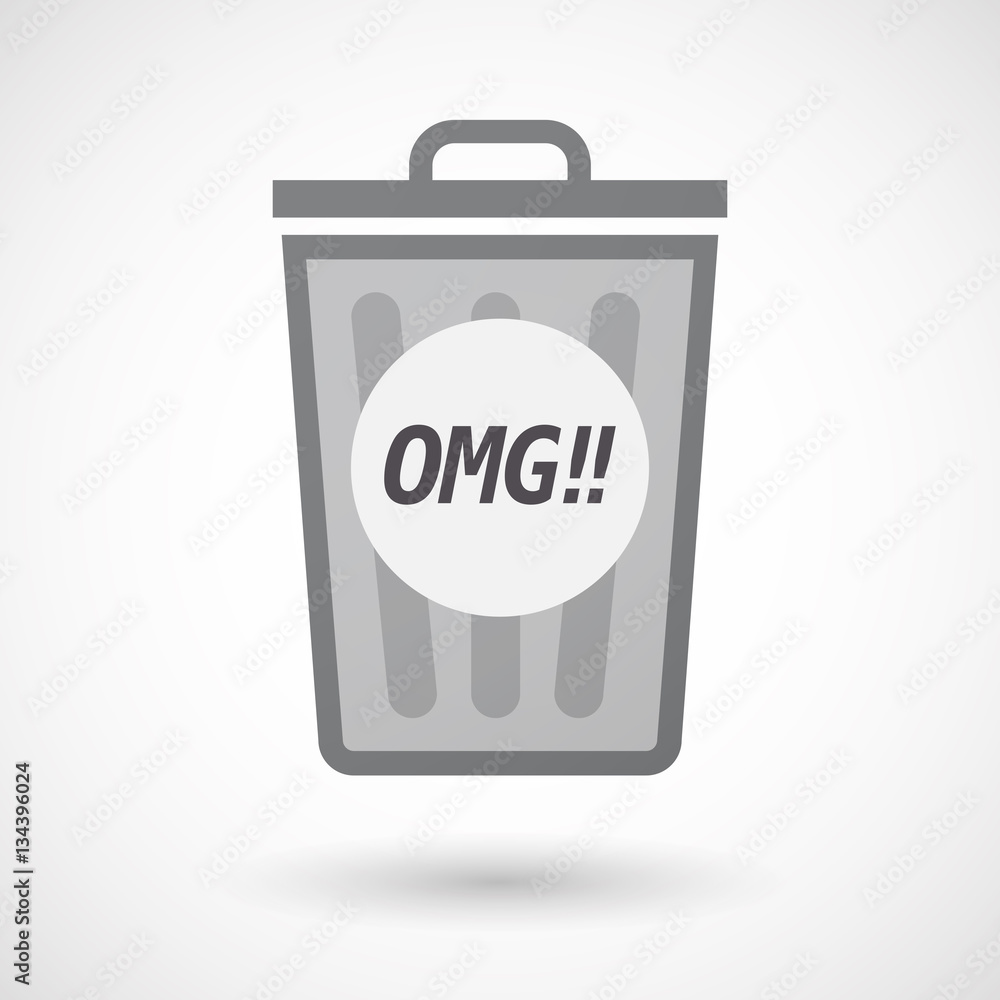 Isolated trashcan with the text OMG!! Isolated trashcan with the text OMG!!