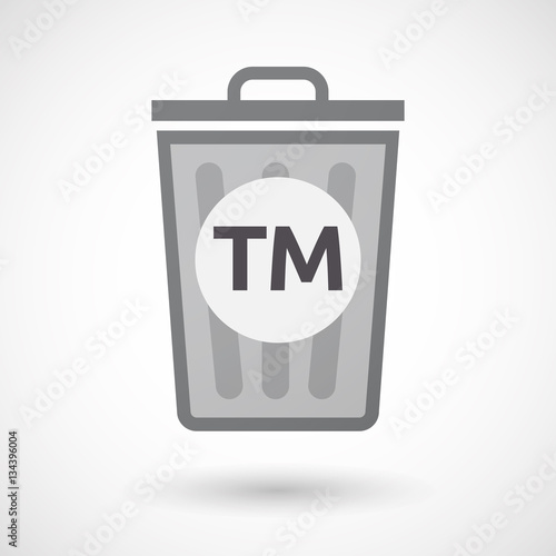 Isolated trashcan with    the text TM
