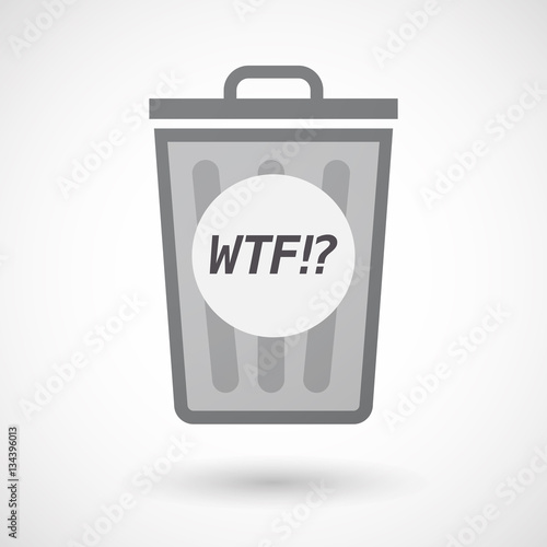 Isolated trashcan with    the text WTF!?