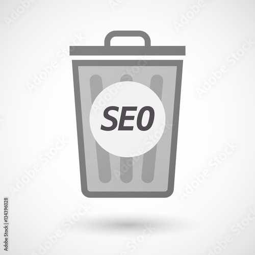 Isolated trashcan with    the text SEO