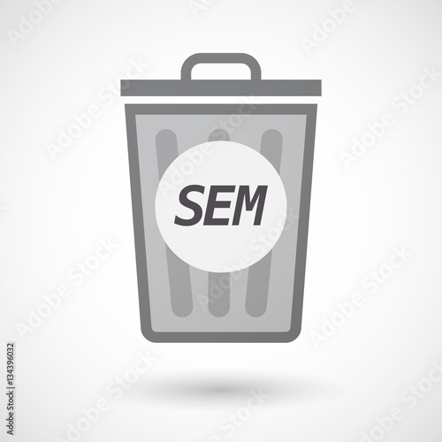 Isolated trashcan with    the text SEM