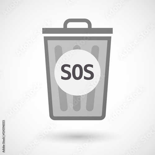 Isolated trashcan with    the text SOS