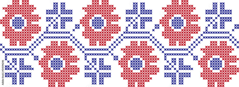 Embroidered cross-national pattern Embroidered cross-national pattern
