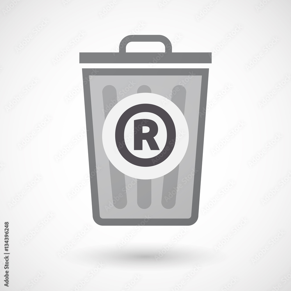 Isolated trashcan with the registered trademark symbol Isolated trashcan with the registered trademark symbol