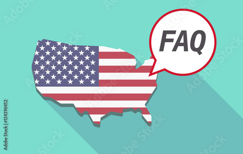Long shadow USA map with    the text FAQ