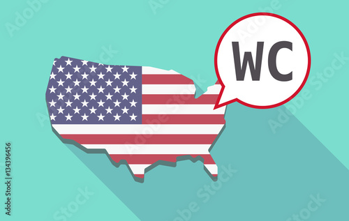 Long shadow USA map with    the text WC