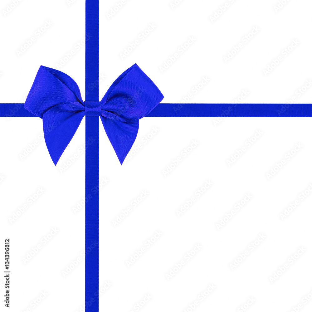 Blue ribbon bow isolated on white background Blue ribbon bow isolated on white background