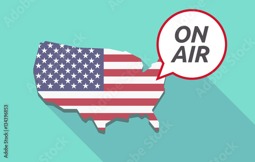 Long shadow USA map with    the text ON AIR