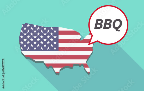 Long shadow USA map with    the text BBQ