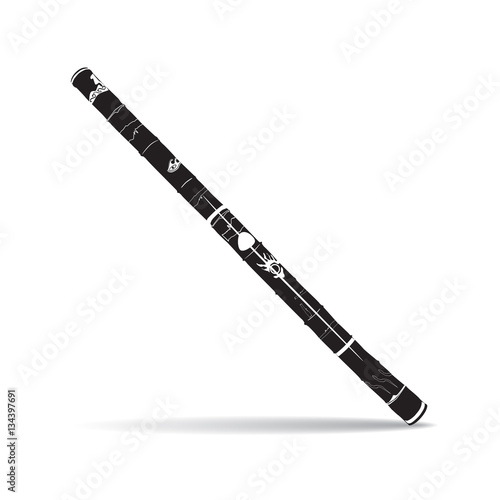 Vector black and white didgeridoo  traditional australian wind musical instrument
