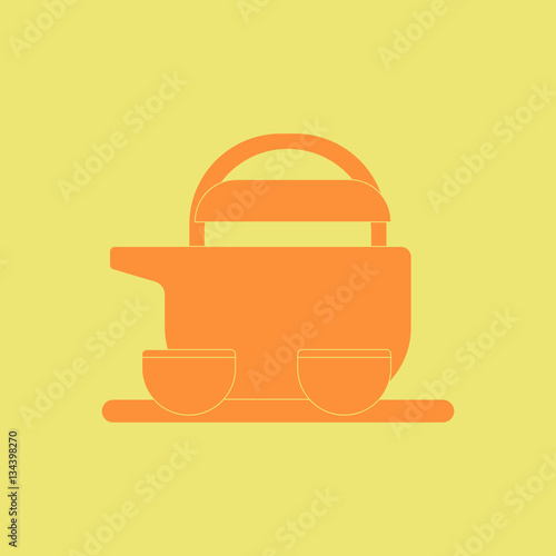 Chinese Tea Vector illustration of Chinese Teapot and cups in flat style