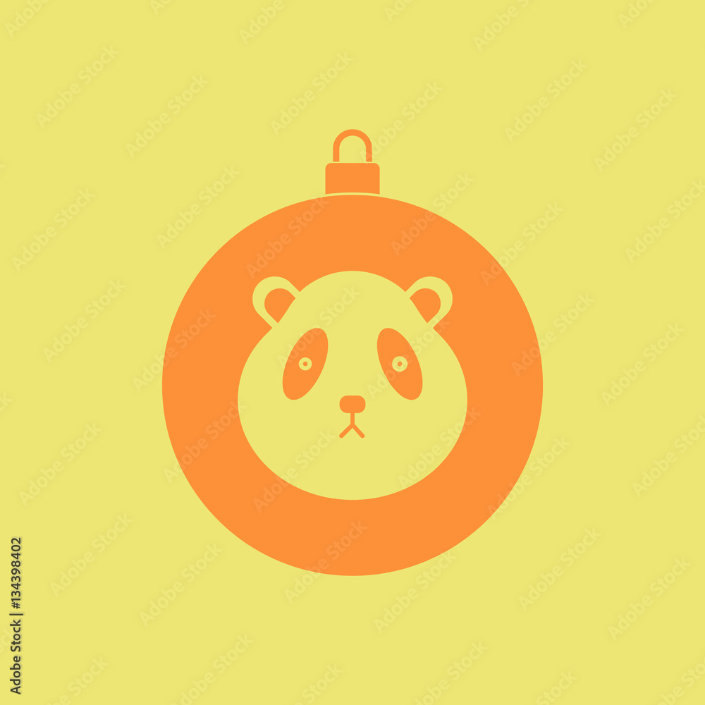 new year ball Vector illustration in flat style Christmas ball with panda face new year ball Vector illustration in flat style Christmas ball with panda face
