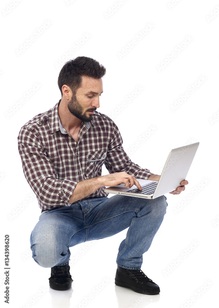 Handyman with laptop