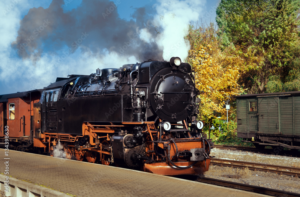 Naklejka premium Historical German steam train