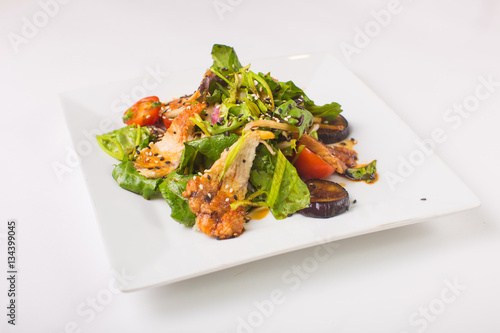 salad with eel on a white background