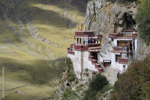 Tibet monestery mountain side photo