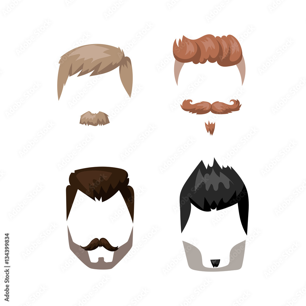 Hairstyle beard and hair face cut mask flat cartoon vector. Hairstyle beard and hair face cut mask flat cartoon vector.