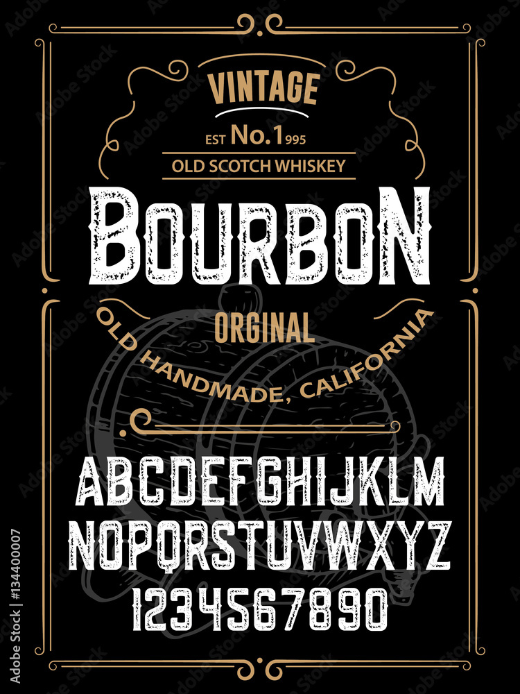 Typeface Labeling Typeface. Label. Bourbon typeface, labels and different type designs ...