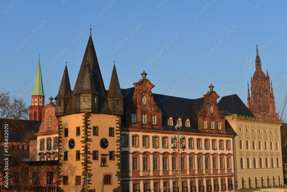 Obraz premium Rententurm, Saalhof und Bernusbau in Frankfurt am Main