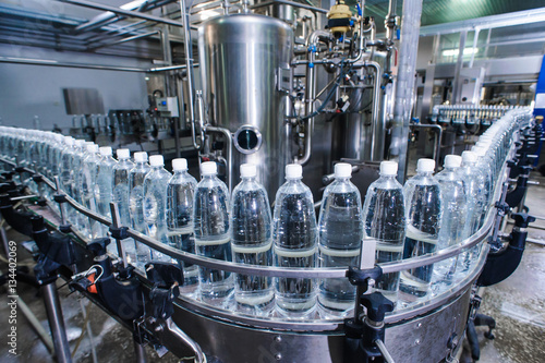 water bottles on the a production line