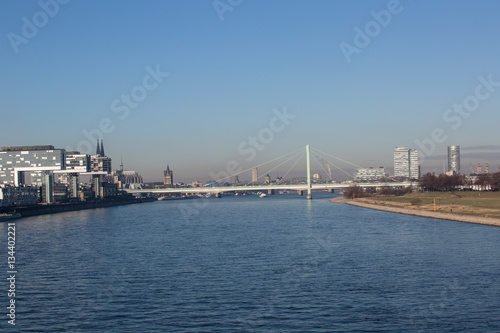 Köln, Rhein, Rheinauhafen, Poller Wiese, Winter; Cologne, Rhine, Poller meadow, winter  photo