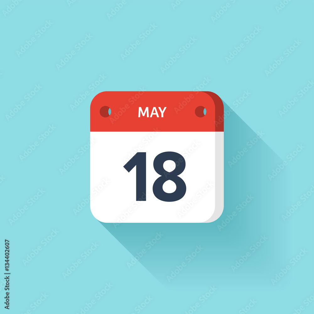 May 18. Isometric Calendar Icon With Shadow.Vector Illustration,Flat Style.Month and Date.Sunday,Monday,Tuesday,Wednesday,Thursday,Friday,Saturday.Week,Weekend,Red Letter Day. Holidays 2017. May 18. Isometric Calendar Icon With Shadow.Vector Illustration,Flat Style.Month and Date.Sunday,Monday,Tuesday,Wednesday,Thursday,Friday,Saturday.Week,Weekend,Red Letter Day. Holidays 2017.